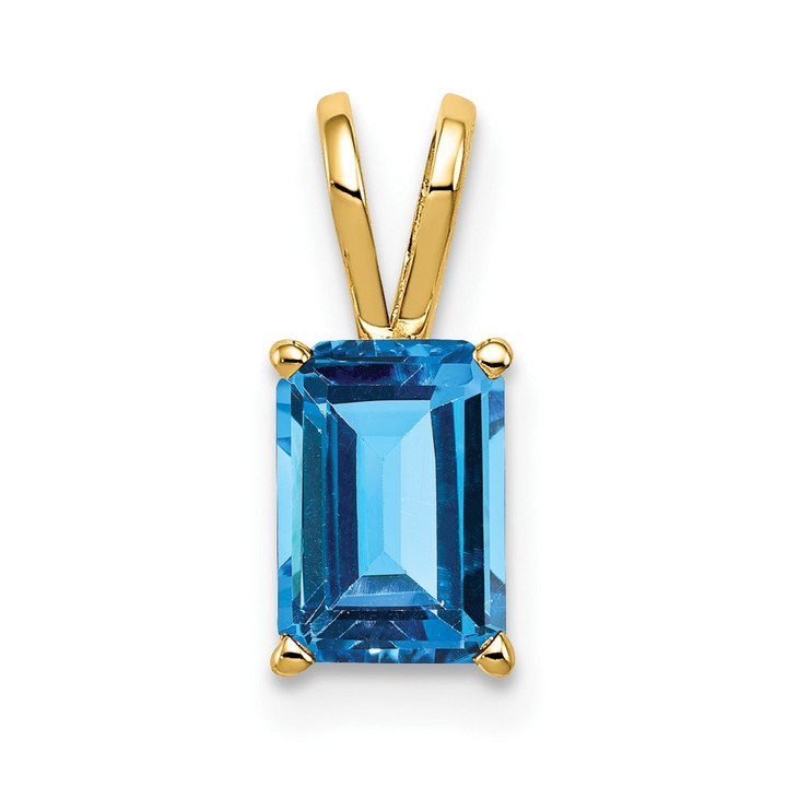 14k 8x6mm Emerald Cut Blue Topaz pendant XP421BT