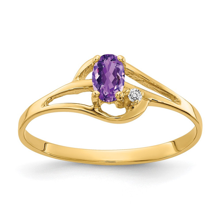 14k 5x3mm Oval Amethyst VS Diamond ring X9712AM/VS