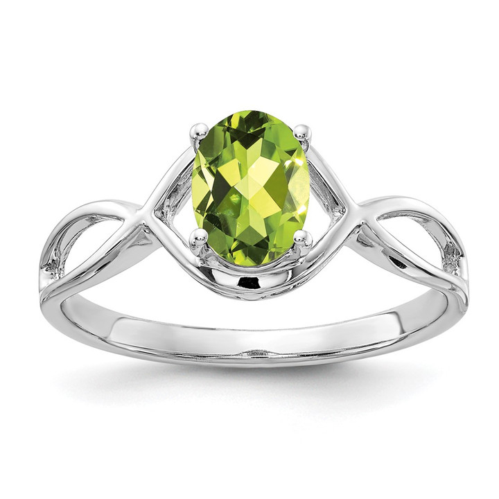 14k White Gold 7x5mm Oval Peridot Ring Y4645PE