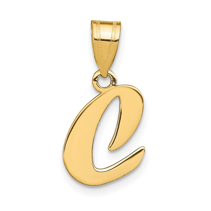 14k Polished Script Letter C Initial Pendant YC1438C