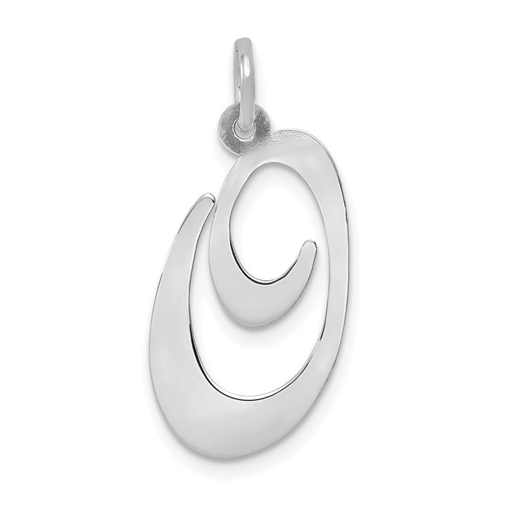 14k White Gold Large Fancy Script Letter O Initial Charm YC655O