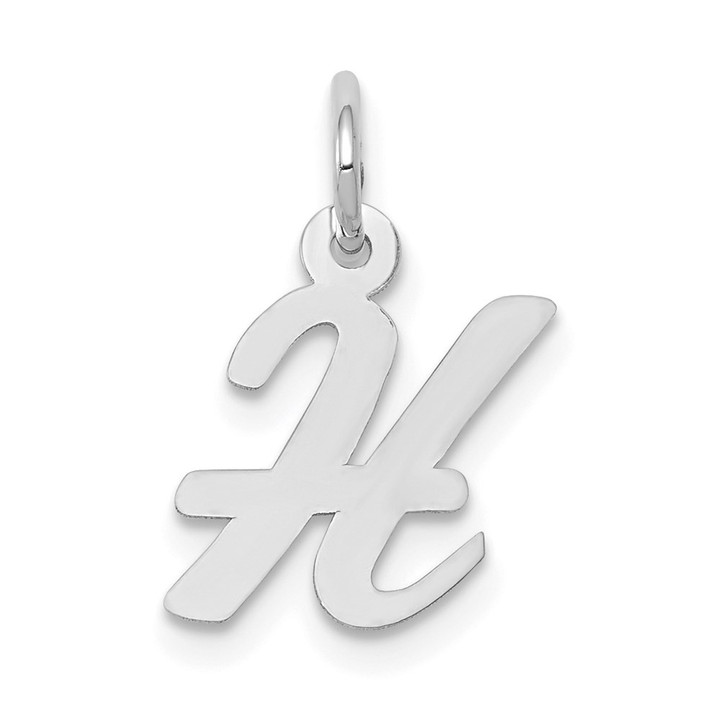14k White Gold Small Script Letter H Initial Charm YC659H