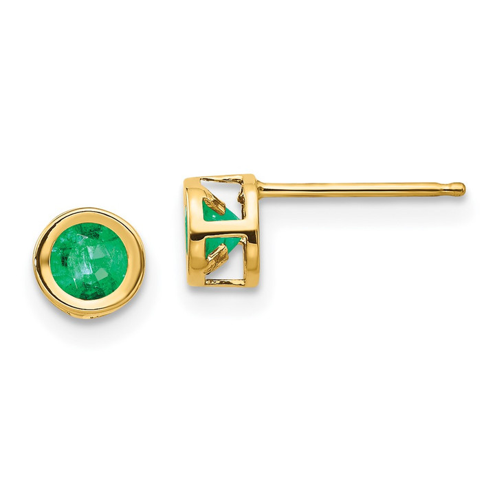 14k 4mm Bezel May/Emerald Post Earrings XBE5