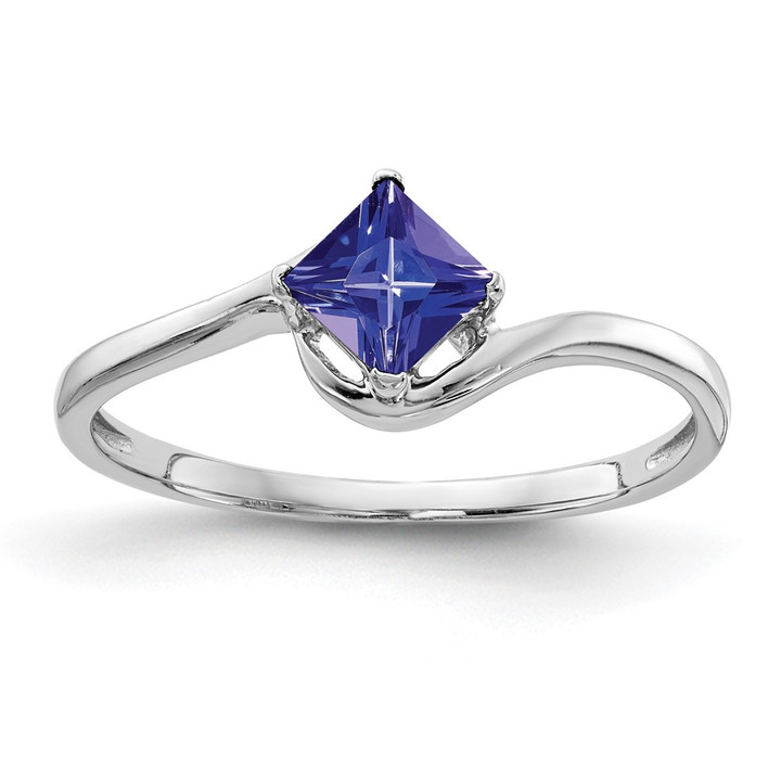 14k White Gold 4mm Princess Cut Tanzanite ring Y4785T