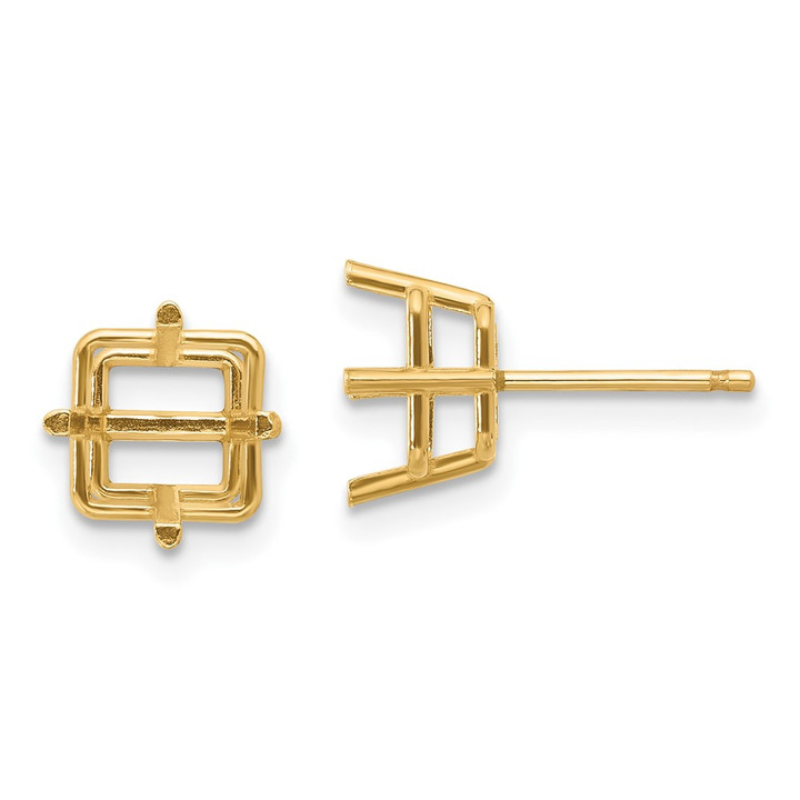 14k 7mm Square Earring Mountings XE63