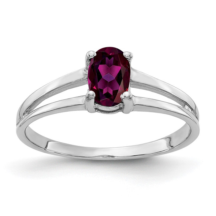 14k White Gold 6x4mm Oval Rhodolite Garnet ring Y2074RG