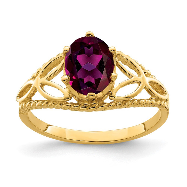 14k 8x6mm Oval Rhodolite Garnet ring X6102RG
