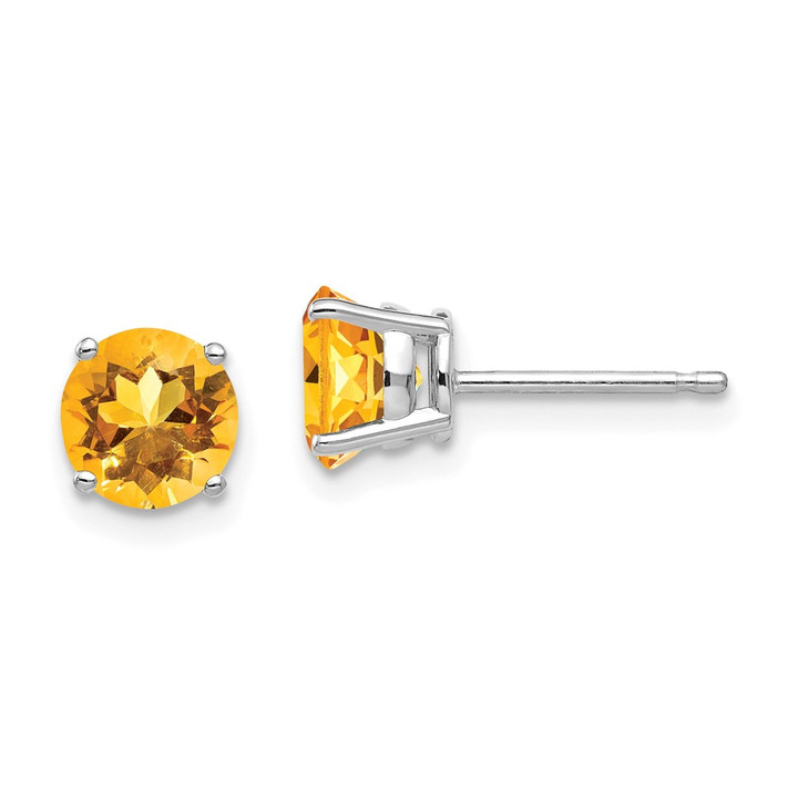14k White Gold 6mm Citrine Earrings XE73WCI