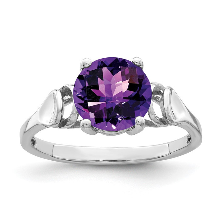 14k White Gold 8mm Amethyst Checker ring Y4723AC