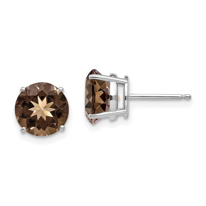 14kw 8mm Round Smoky Quartz Earrings XE75WSQ