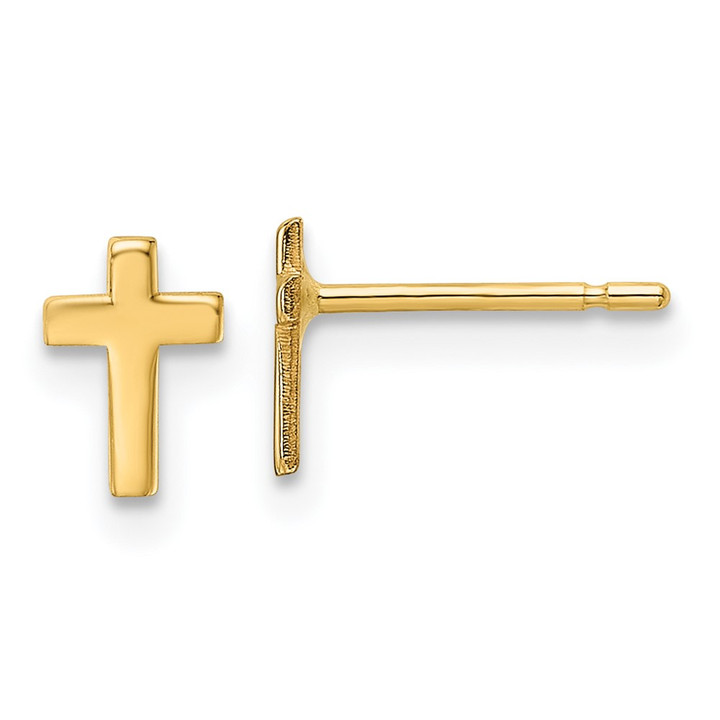 14k Polished Cross Post Earrings XR589