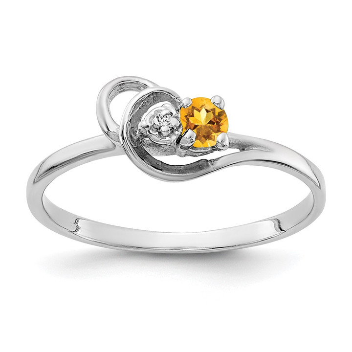 14k White Gold 3mm Citrine VS Diamond ring X9739CI/VS