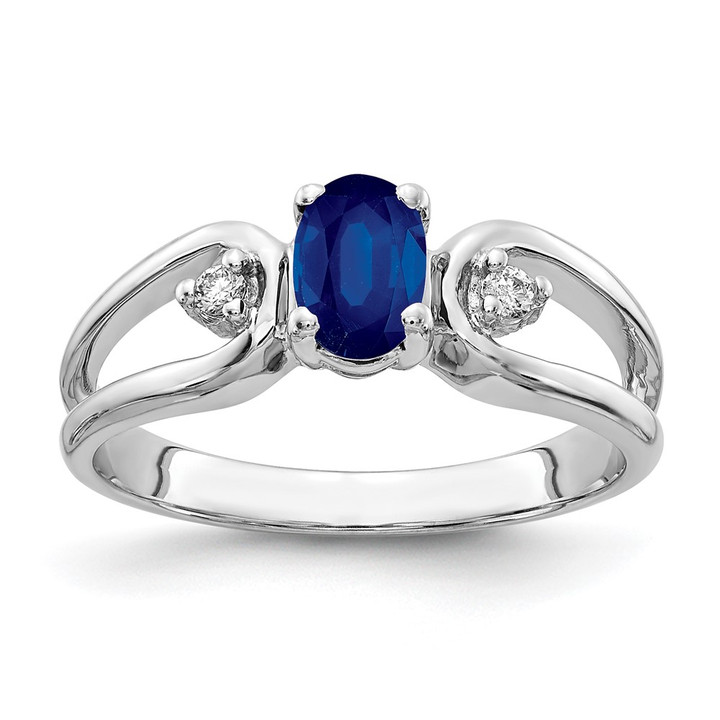 14k White Gold 6x4mm Oval Sapphire VS Diamond ring Y2082S/VS
