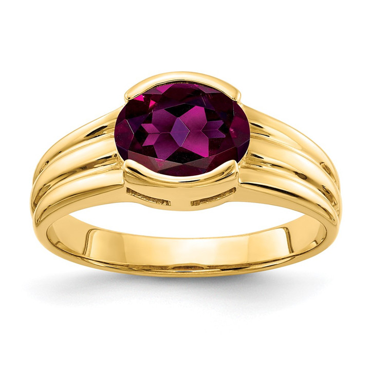14k 8x6mm Oval Rhodolite Garnet ring Y4473RG