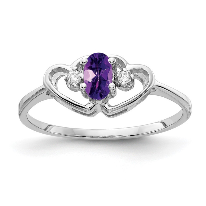 14k White Gold 5x3mm Oval Amethyst AA Diamond ring X9719AM/AA
