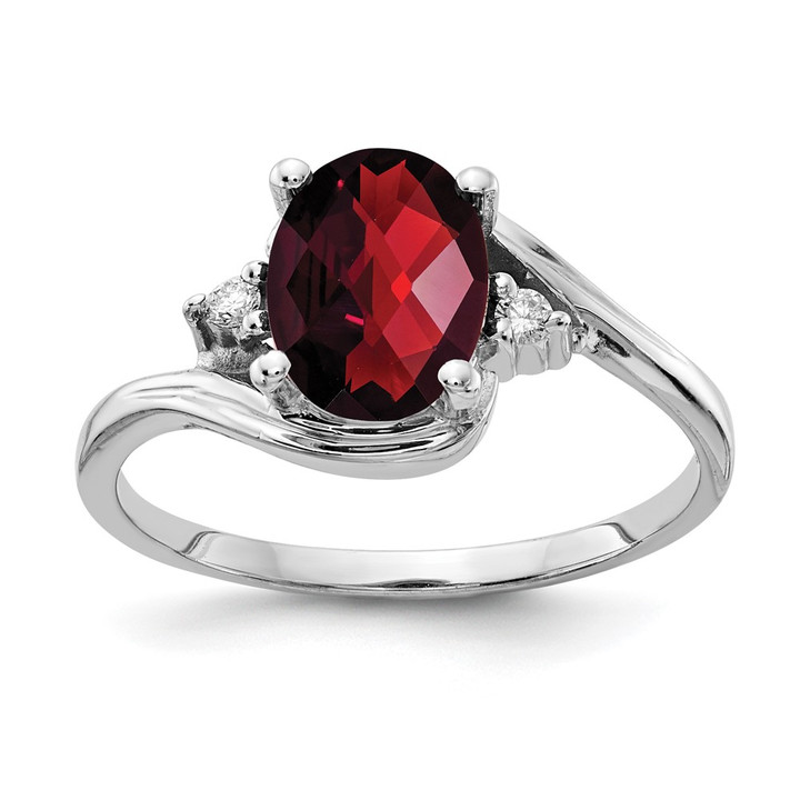 10K White Gold 8x6mm Oval Garnet AA Diamond ring 10Y2246GA/AA