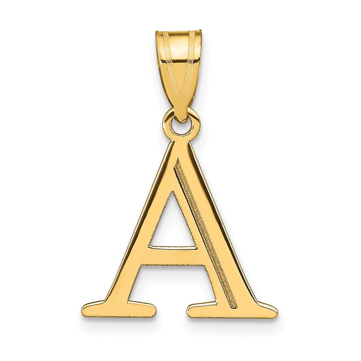 10K Polished Etched Letter A Initial Pendant 10YC1437A