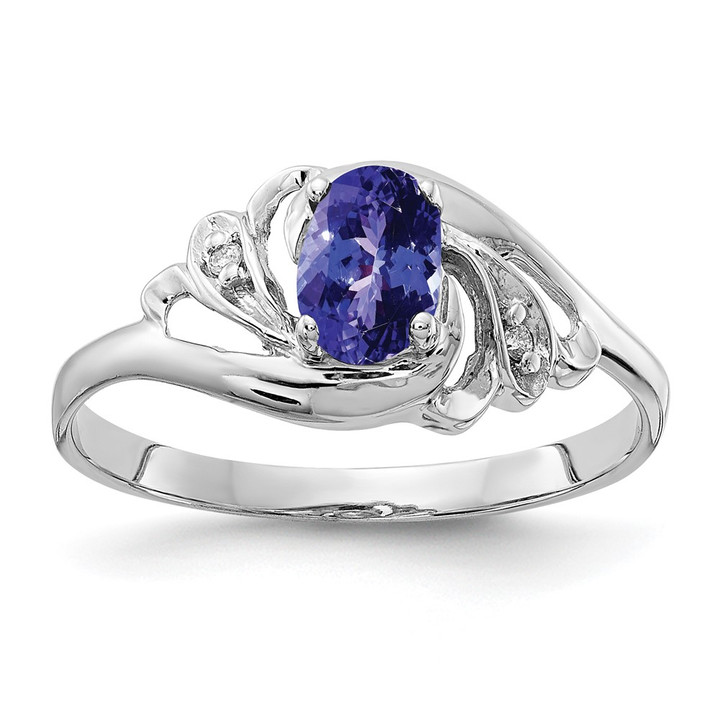 14k White Gold 6x4mm Oval Tanzanite A Diamond ring X9717T/A