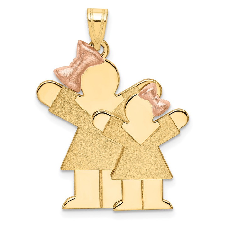 14k Two-Tone Big Girl and Little Girl Engravable Charm XK636