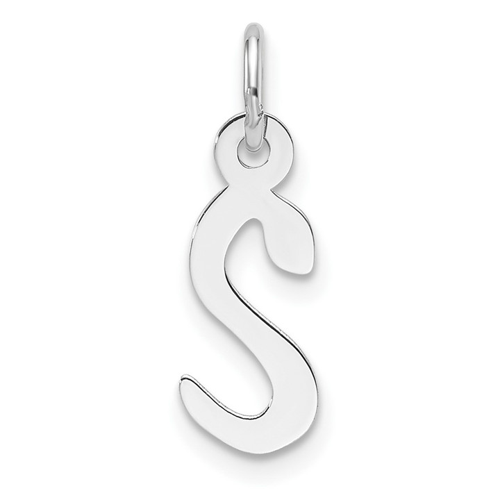 14K White Gold  Slanted Block Letter S Initial Charm YC1526S