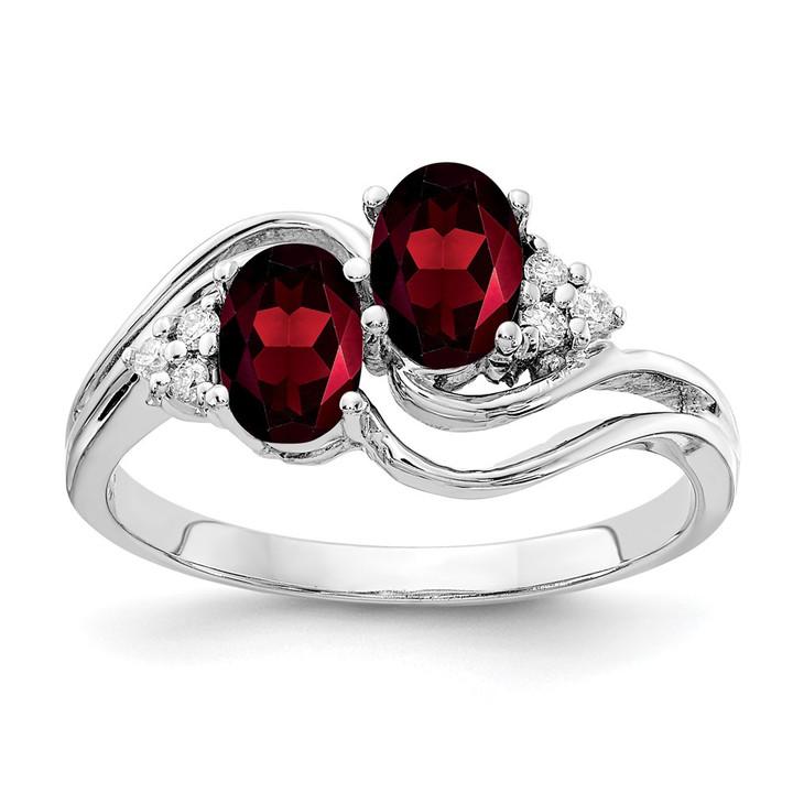 14k White Gold 6x4mm Oval Garnet A Diamond ring Y4618GA/A