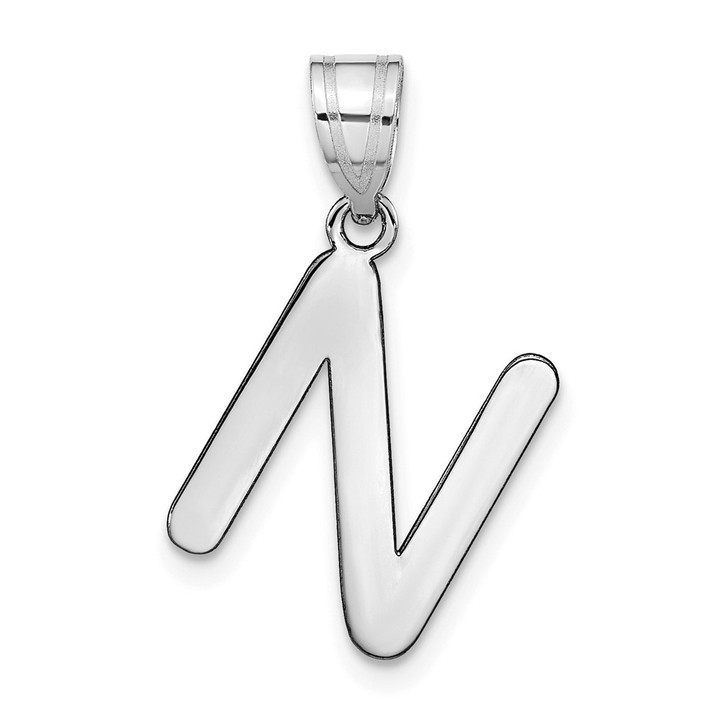 14kw Polished Bubble Letter N Initial Pendant YC1441WN
