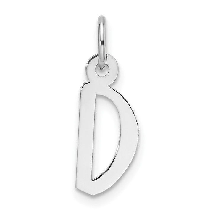 14k White Gold  Slanted Block Letter D Initial Charm YC1526D