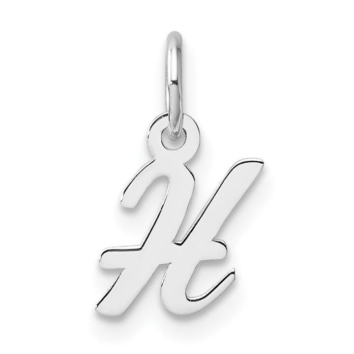 14k White Gold Small Script Letter H Initial Charm YC1527H