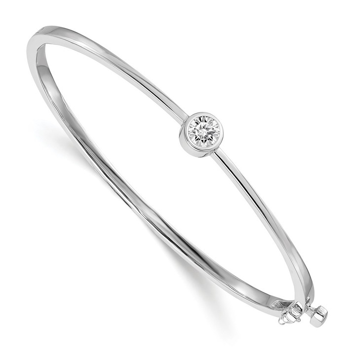 14k White Gold A Diamond Hinged Bangle XB182A