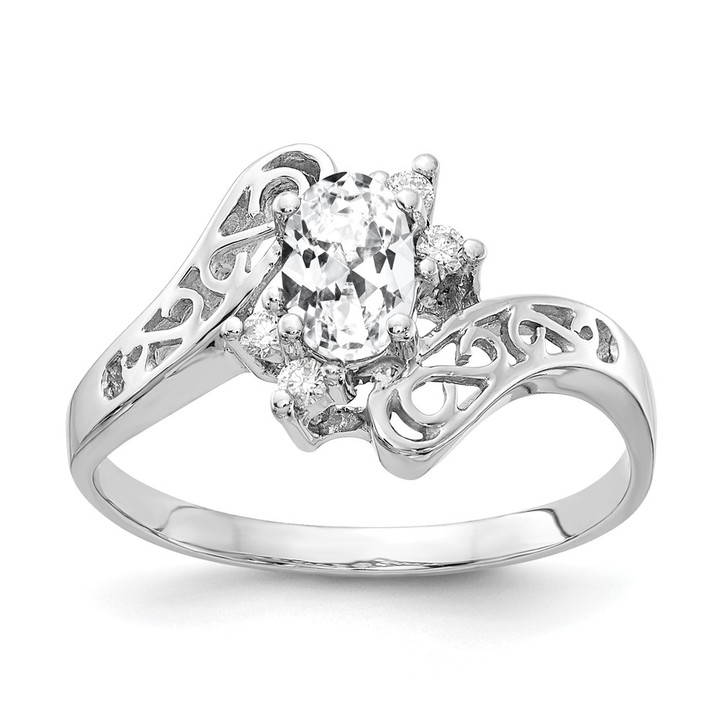 14k White Gold 6x4mm Oval Cubic Zirconia VS Diamond ring X9734CZ/VS