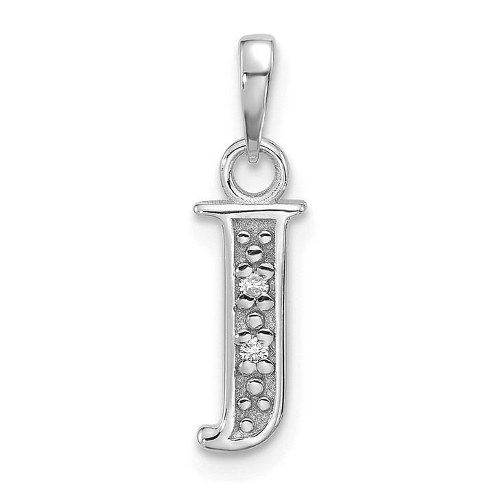 14K White Gold Diamond Letter J Initial Pendant YC1541WJ
