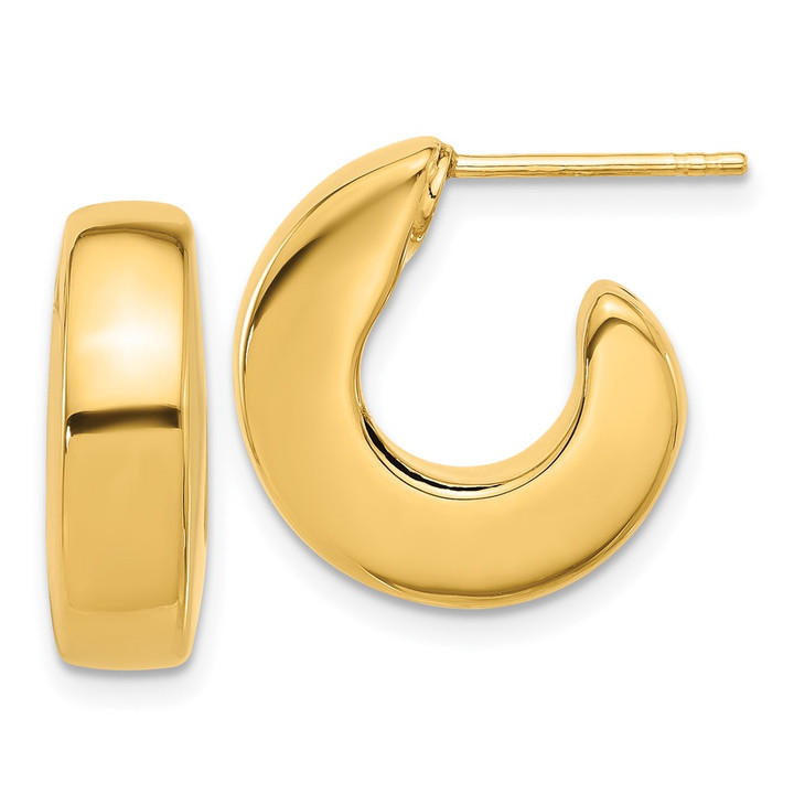 14K Polished J-Hoop Post Earrings YE2186