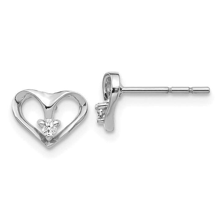 14k White Gold A Diamond heart earring XE21WA