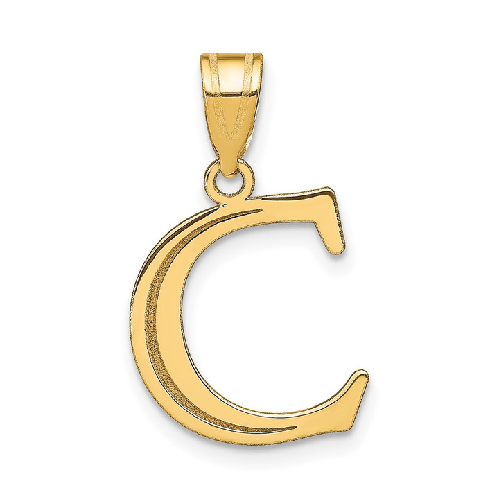 10K Polished Etched Letter C Initial Pendant 10YC1437C