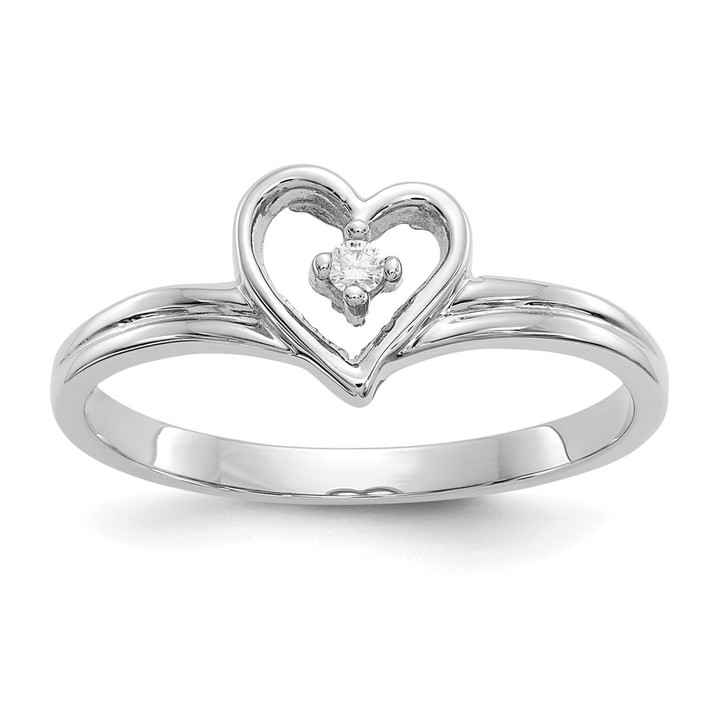 14k White Gold AAA Diamond heart ring Y1781AAA