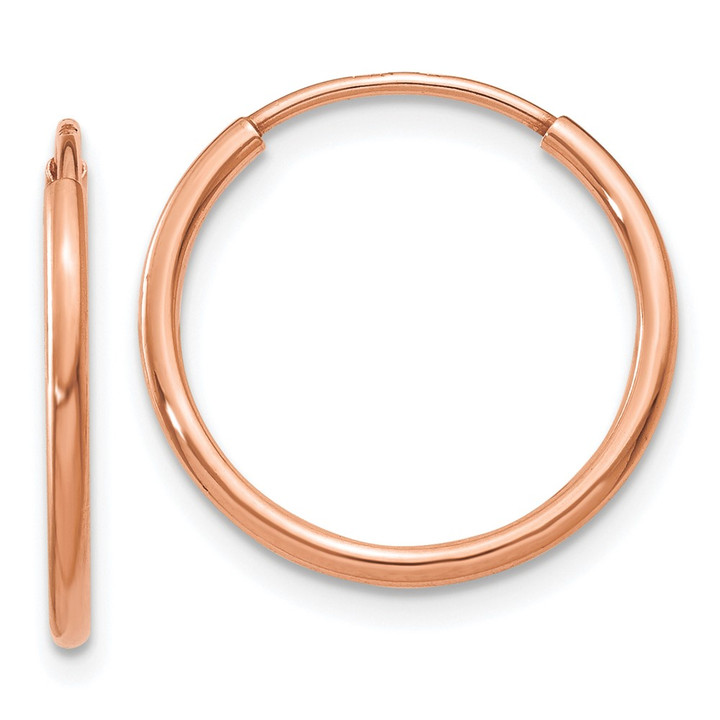 14k Rose Gold 1.2mm Polished Endless Hoop Earrings XY1235
