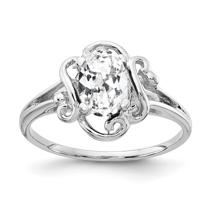 14k White Gold 7x5mm Oval Cubic Zirconia Ring Y2228CZ