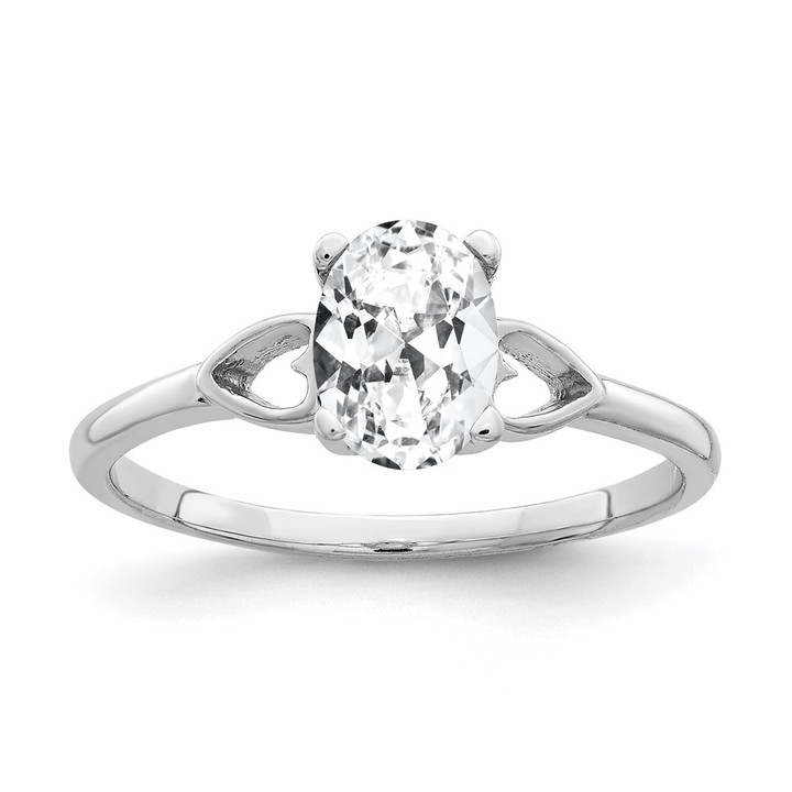 14k White Gold 7x5mm Oval Cubic Zirconia Ring Y2194CZ