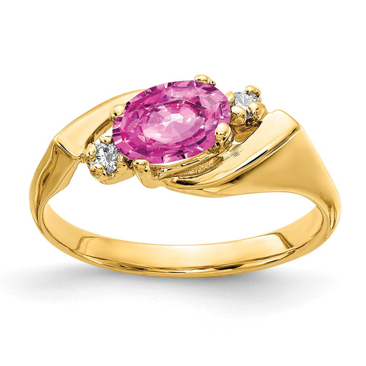 14k 7x5mm Oval Pink Sapphire VS Diamond ring Y2260SP/VS