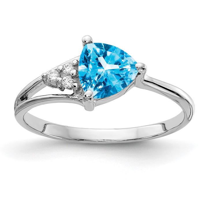 14k White Gold 6mm Blue Topaz AAA Diamond ring Y4745BT/AAA