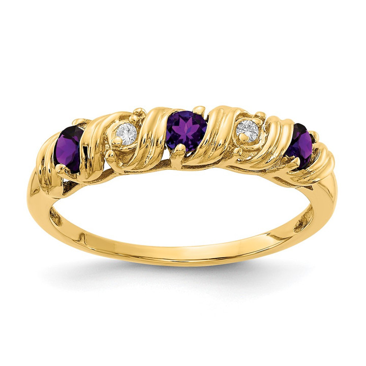 14k 2.75mm Amethyst VS Diamond ring Y4718AM/VS