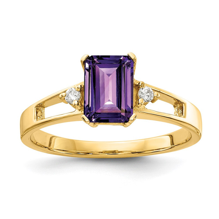 14k 7x5mm Emerald Cut Amethyst A Diamond ring Y4757AM/A