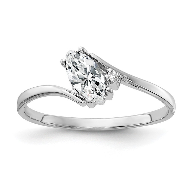 14k White Gold 7x3.5mm Marquise Cubic Zirconia AAA Diamond ring Y4746CZ/AAA