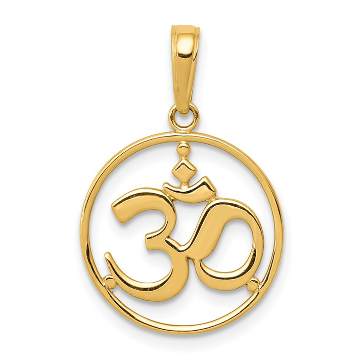 10K Cut-out Round Frame Yoga Om Symbol Pendant 10D4264