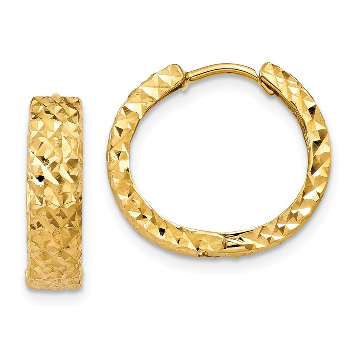14k Diamond-cut Hinged Hoop Earrings Y7926