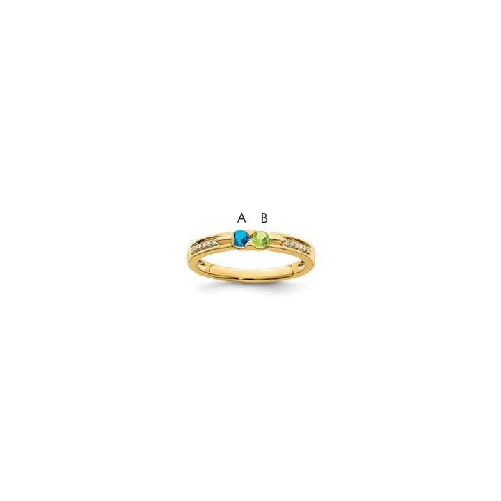 14K Family Jewelry Synthetic Stone & Diamond Set Ring XMR43/2SY