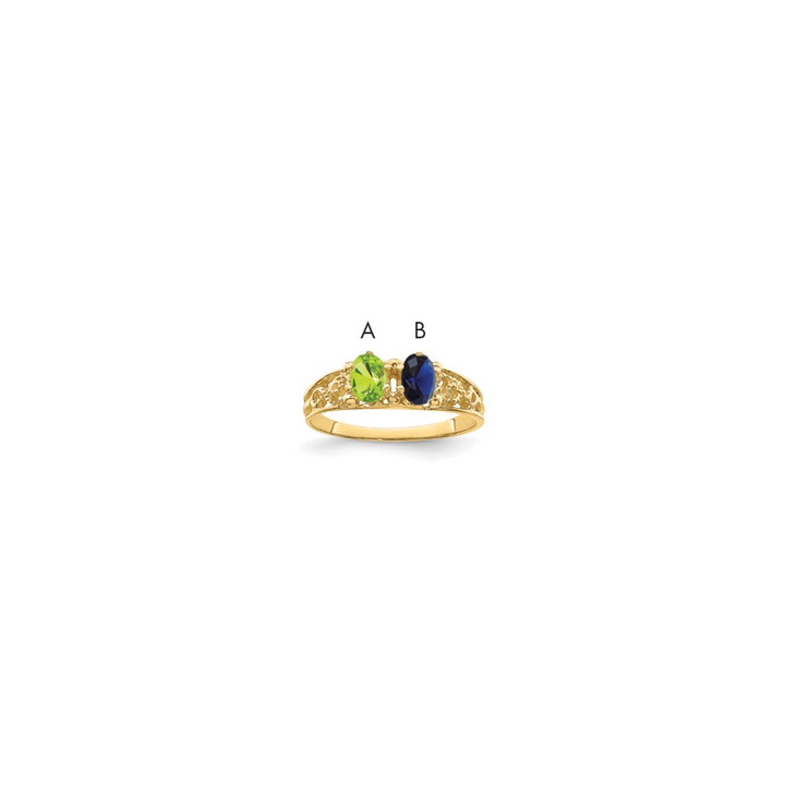 14k 2 Genuine Stone Family Ring XMR52/2GY