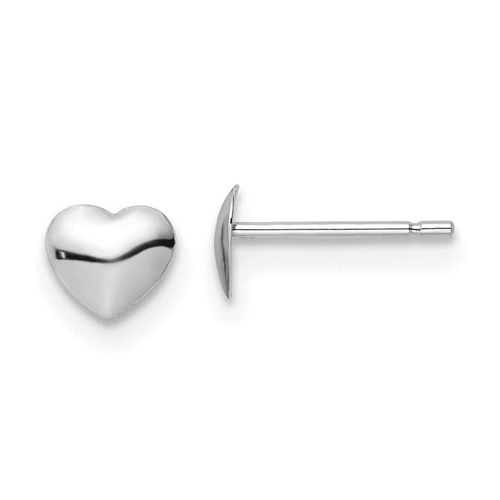 14K White Gold Polished Heart Post Stud Earrings YE2043W