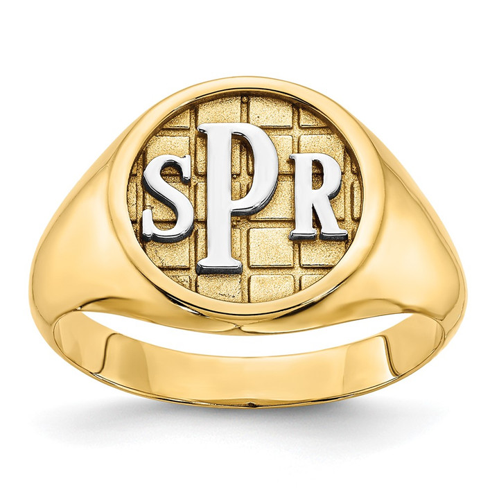 Sterling Silver/Gold-plated Textured Monogram Signet Ring XNR45GP