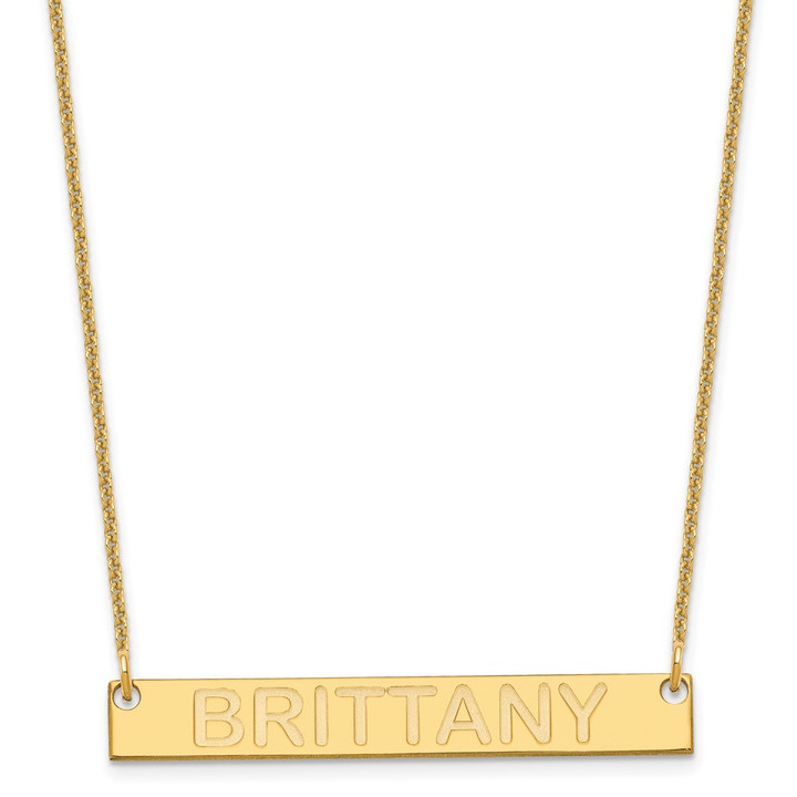 14k Yellow Gold Medium Capitalized ARIAL ROUNDED Bar Necklace XNA644Y
